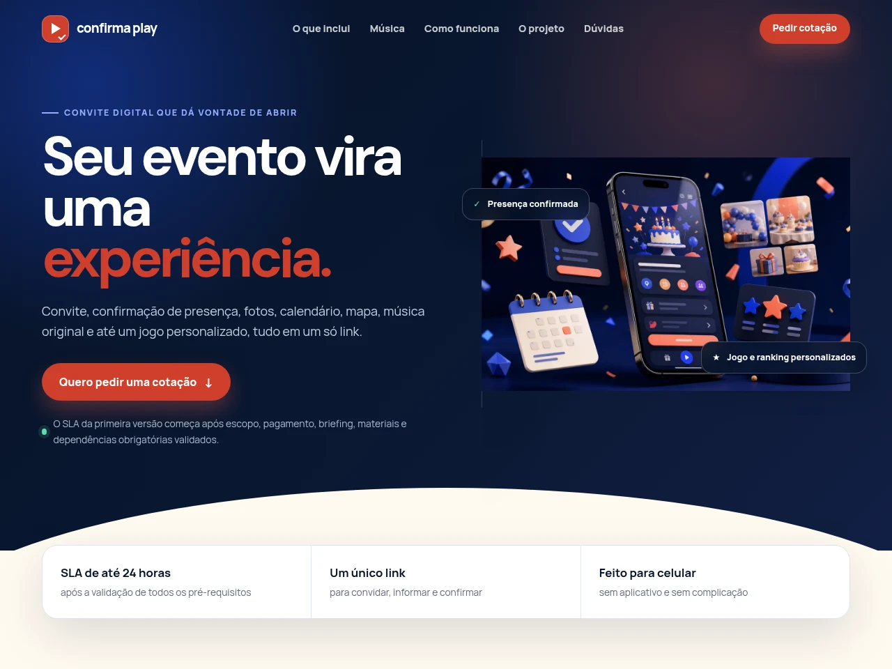 Captura da página inicial do Confirma Play